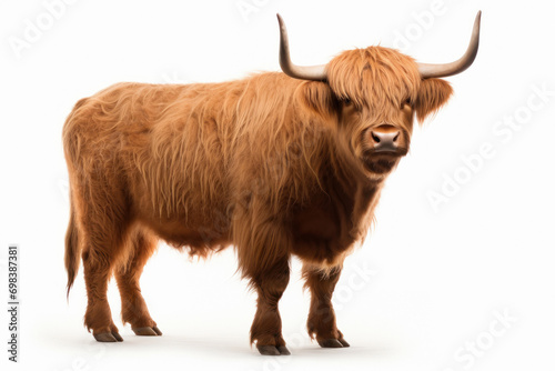 Full body of big ox or bull on white background