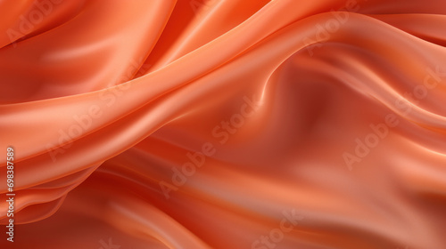 Vibrant orange silk fabric with dynamic waves and a luxurious smooth texture.