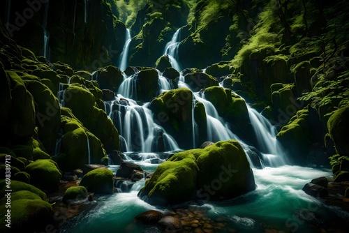 waterfall in Plitvice national park generated AI technology