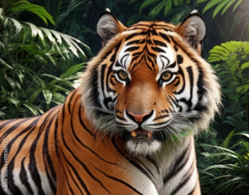 Great tiger in the nature habitat. beautiful animal and his portrait © Dustin Ai