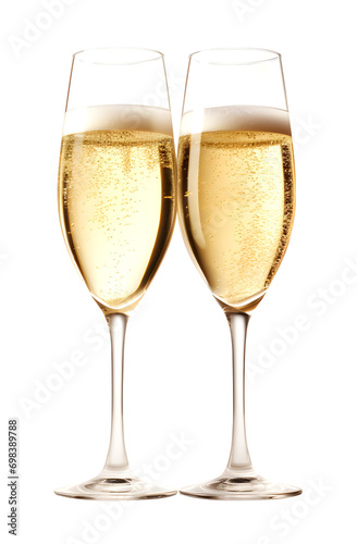Clink champagne glasses to celebrate the festival, dicut, PNG file, isolated on background.