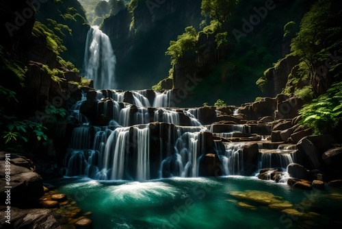 waterfall in Plitvice national park generated AI technology