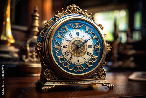 antique clock on the table