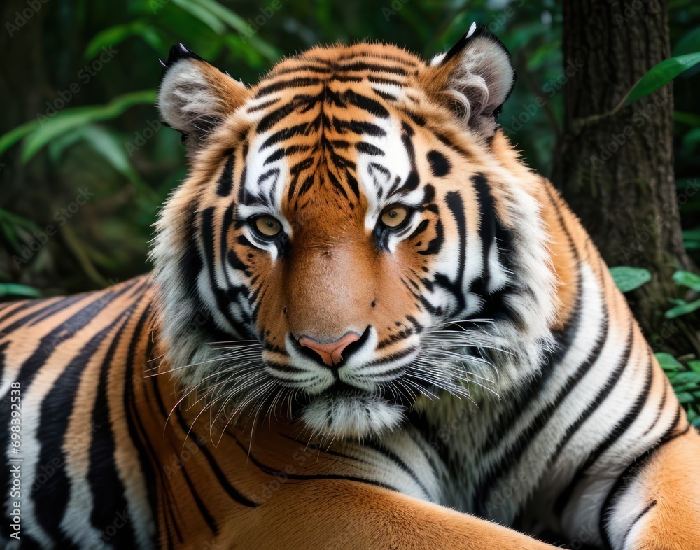 Great tiger in the nature habitat. beautiful animal and his portrait Great tiger in the nature habitat. beautiful animal and his portrait
