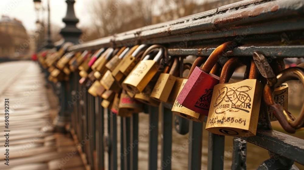 A bridge with locks symbolizing love, a place of commitment.