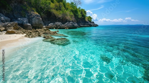 A secluded beach with crystal-clear water and white sand, untouched by tourism © Bijac