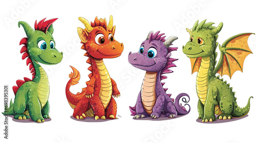 Set of Dragons Cartoon
