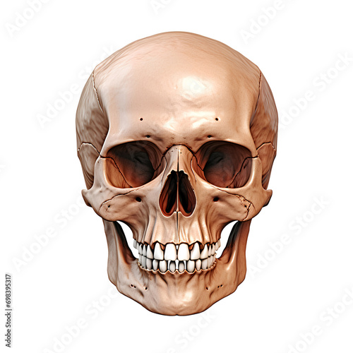 Human skull, isolated on transparent background, PNG, 300 DPI