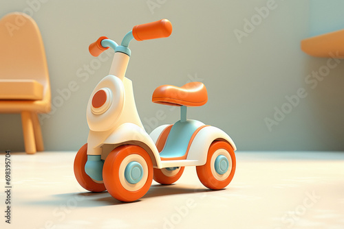 kids tricycle isolated on white background photo