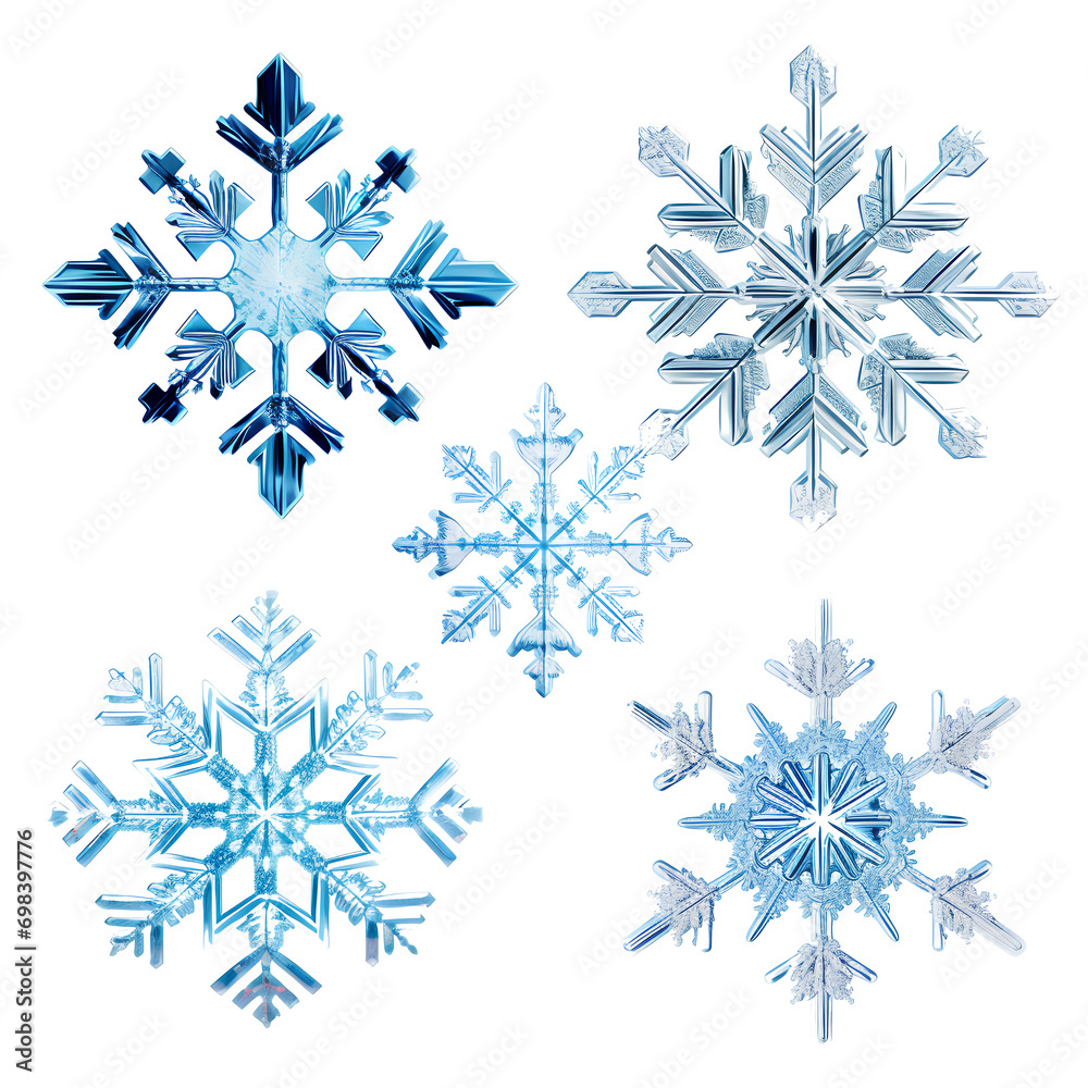 Set of different snowflakes, isolated on transparent background, PNG, 300 DPI Set of different snowflakes, isolated on transparent background, PNG, 300 DPI