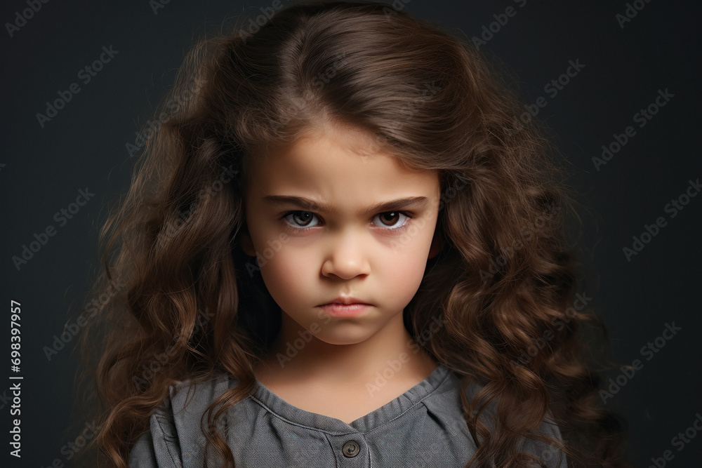 A little girl child giving anger expression