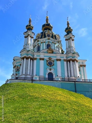 Ukraine Kyiv city St Andrew's Church, Andreyevskaya orthodox church. Andriyivs'ka Tserkva. photo