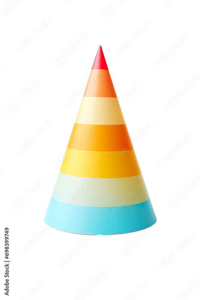 The cone shape colorful birthday party hat isolated white background PNG object The cone shape colorful birthday party hat isolated white background PNG object