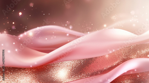 A delicate pink satin texture with a glowing sparkle, combining softness and shine for a luxurious background.