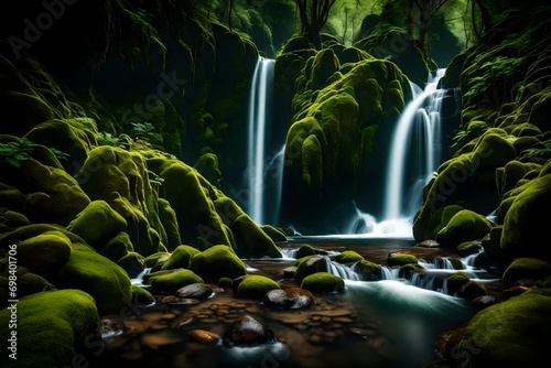 waterfall in Plitvice national park generated AI technology