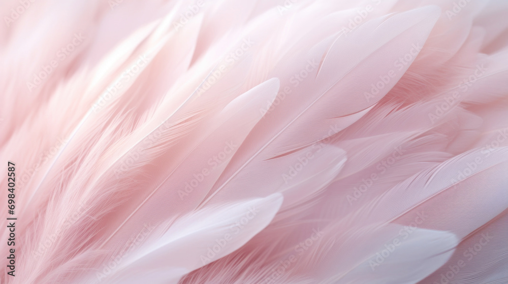 Soft pink feathers create a delicate texture, giving a light and graceful background with a romantic touch.