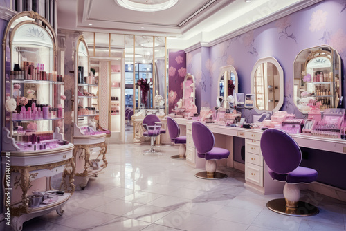 Interior design of beauty parlor or salon shop.
