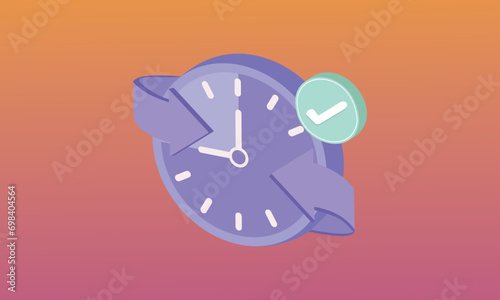 3D alarm clock icon for succress delivery concept. 3d time watch minimal for manage concept of time, service and support around clock.3d handmade.
