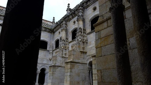 Hall View Of The Interior Stone Walls Of Santo Estevo Monastery, Spain photo