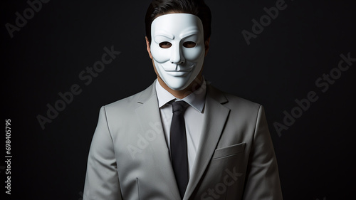 Fotografia a businessman in a white mask hiding his face