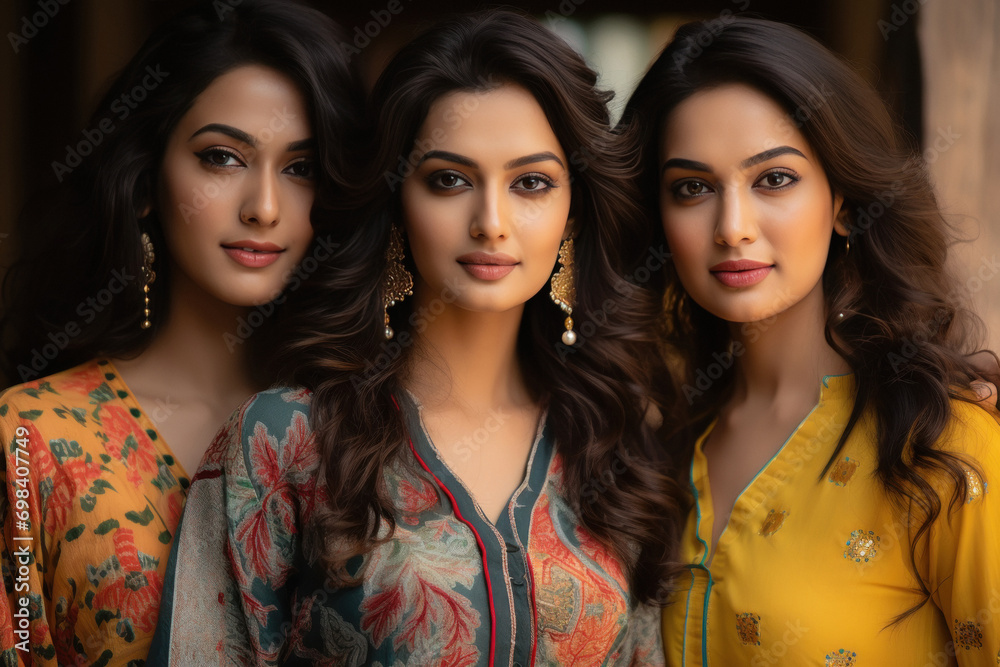 Three beautiful women standing together Three beautiful women standing together
