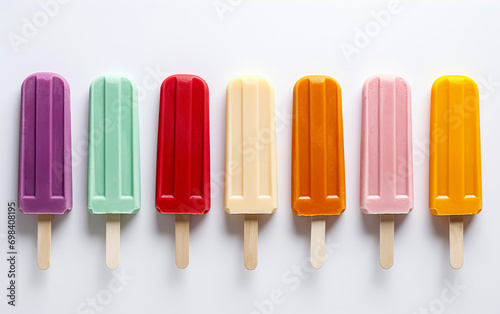 Set of colorful popsicle stick isolated on white background