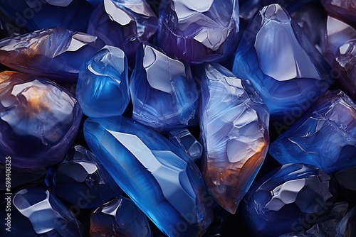 macro photo of blue sapphire crystals isolated on black background Generative AI