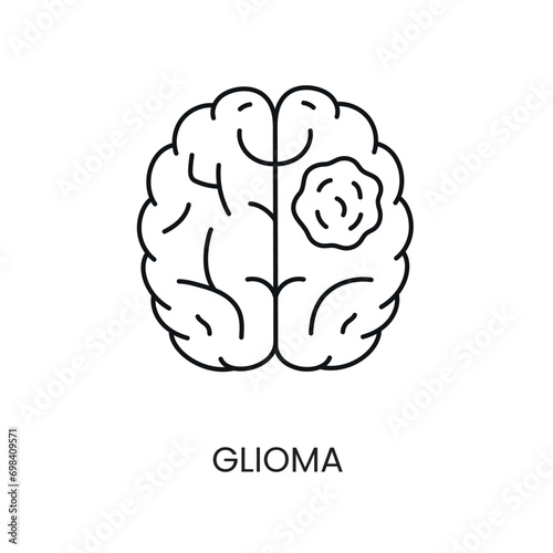 Cancer glioma line icon vector cancer malignant disease