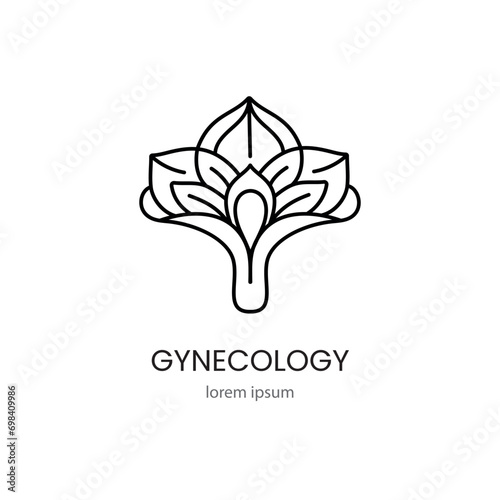 Logo gynecology flower in the shape of the female reproductive system for women health medical centers