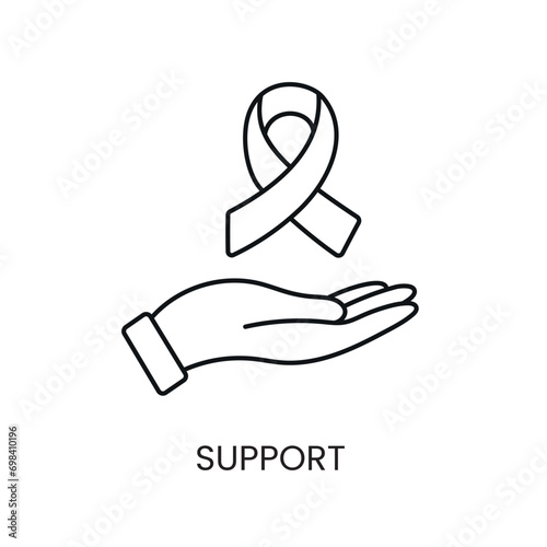 Solidarity and home care and support for cancer patients cancer malignant disease vector line icon