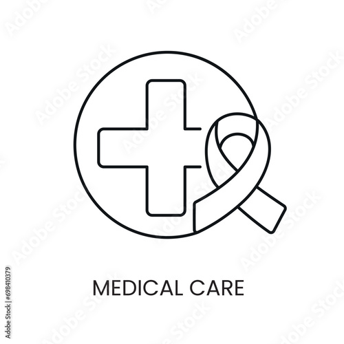 Medical care for cancer patients line icon cancer malignant disease vector