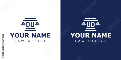 Letter DU and UD Legal Logo, suitable for lawyer, legal, or justice with DU or UD initials photo