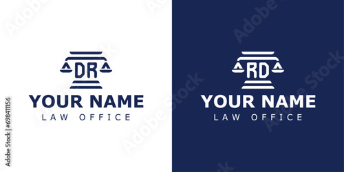 Letter DR and RD Legal Logo, suitable for lawyer, legal, or justice with DR or RD initials