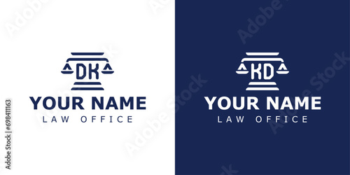 Letter DK and KD Legal Logo, suitable for lawyer, legal, or justice with DK or KD initials