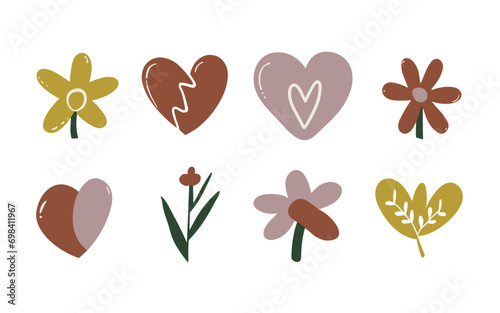 Abstract floral hearts vector clipart. Valentine's day vector clipart.