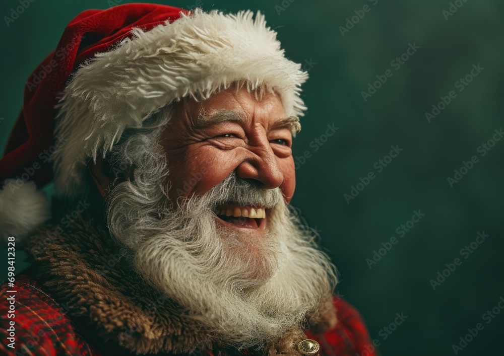happy smiling Santa Claus with hat in Christmas background happy smiling Santa Claus with hat in Christmas background