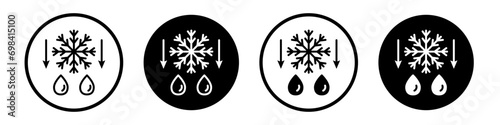 Defrost icon set. fridge quick auto defrost vector symbol. antifreeze system sign in filled and outlined style. photo