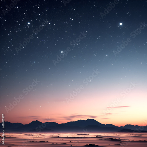 sunset in the night summer starry sky against the background of nature © Elen