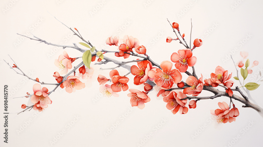 Illustration of a plum blossom, Chinese style classical style floral concept illustration Illustration of a plum blossom, Chinese style classical style floral concept illustration