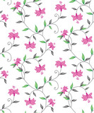 seamless pattern with pink flowers Cute floral all over vector flowers pattern on white