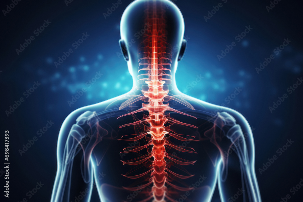 Human Skeleton System Bone Joints Anatomy. 3D - obrazy, fototapety, plakaty 