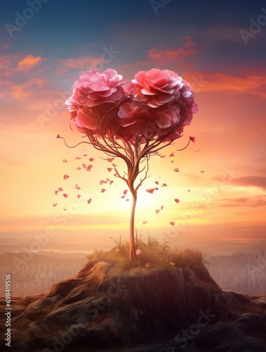 On a mysterious island that only appears every Valentine's Day, your character finds a special flower that can make dreams of love come true - generative ai