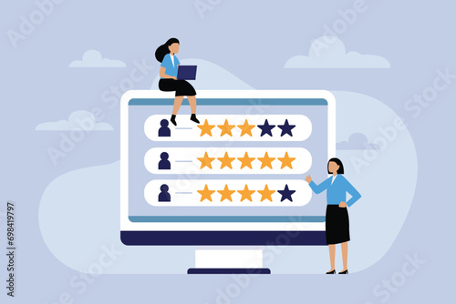 two business women HR and headhunter service 2d flat vector illustration