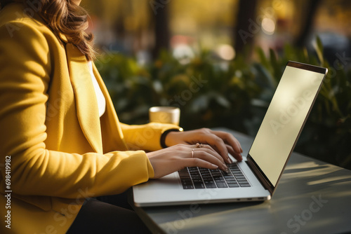 close view of female typing at office