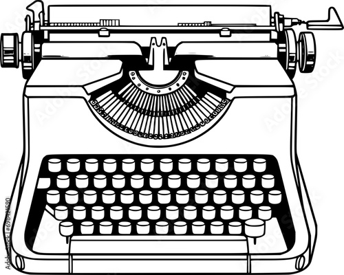 outline illustration of typewriter photo