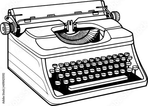outline illustration of typewriter