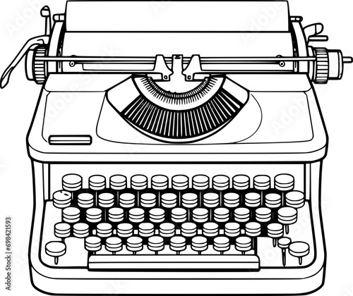 outline illustration of typewriter