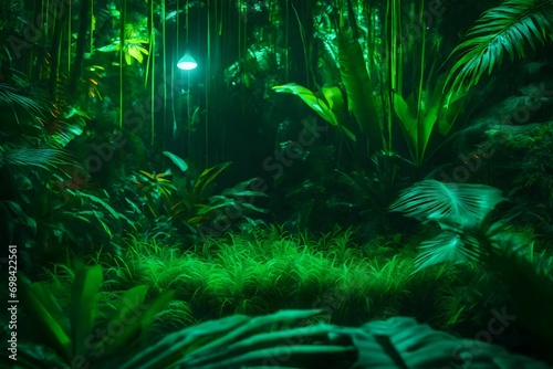 Neon-colored jungle backdrop