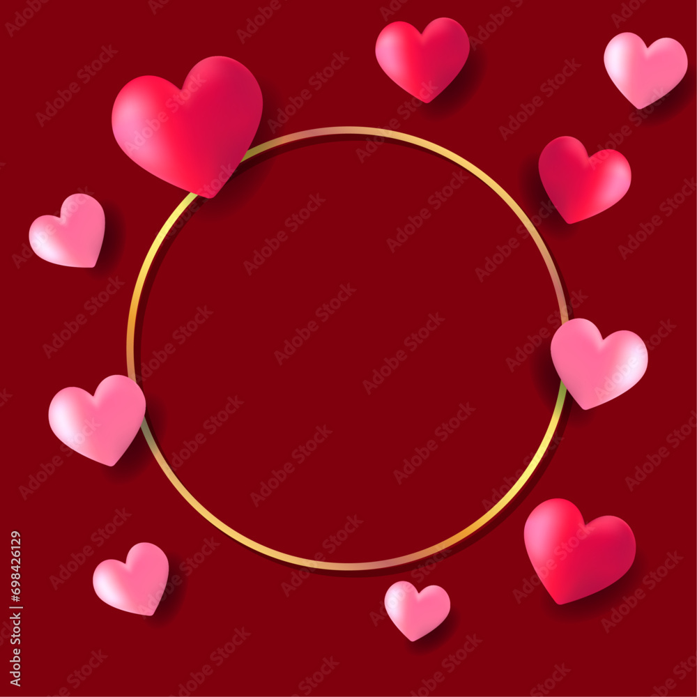 golden empty frame background with love heart