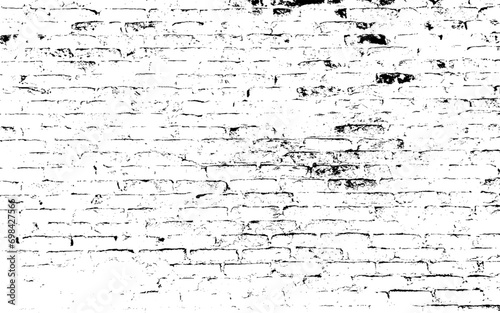 Old brick wall background. Brick Wall silhouette pattern. Noisy print. Vintage style with detail grunge. Monochrome retro scratch background.  photo